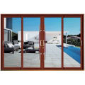 Woodwin Popular Product Double Tempered Glass Wood and Aluminium Sliding Door